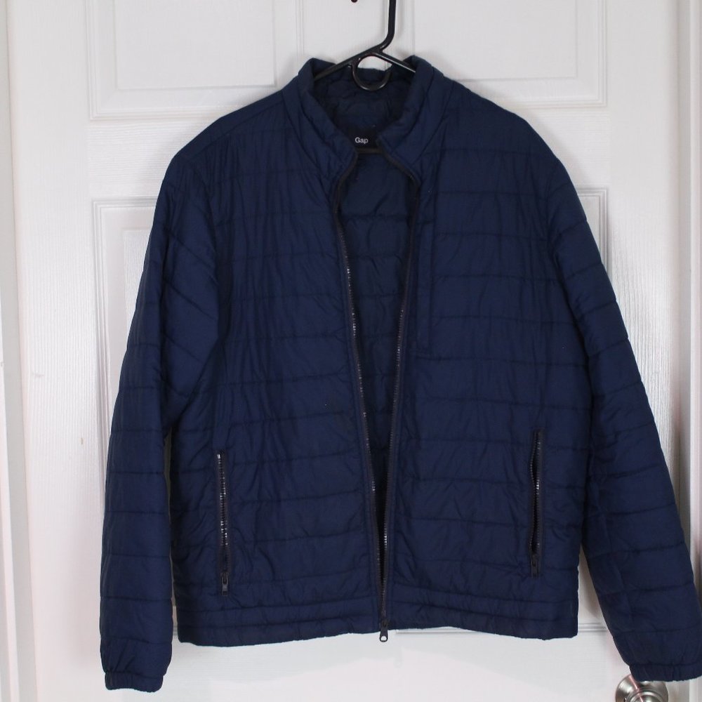 GAP Light Puffer Jacket - Navy Blue - Men's Large L